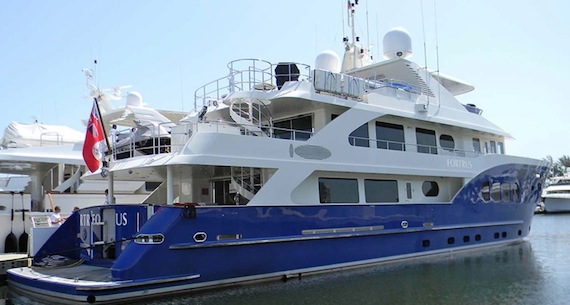The Fortrus, a luxury yacht from Australia, docked in Cambridge Bay in early September. (PHOTO FROM FORTRUS.COM)