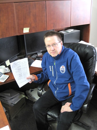 Cambridge Bay businessman Bruce Peterson holds a list of the many perishable items he ordered in for his new restaurant. (PHOTO BY JANE GEORGE)