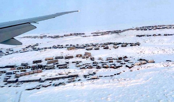 This photo posted on the Twitter feed of Flight Alerts shows an image taken by one of the passengers on board Swiss International flight 40 Feb. 1, which made an emergency landing in Iqaluit during the afternoon. 