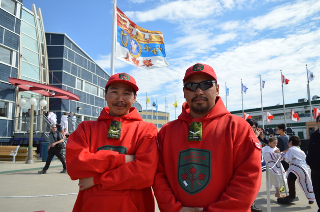 Canadian Ranger Jamie Kautuq from Clyde River, right, was one of a half-guard of Rangers inspected by Prince Charles during his Iqaluit visit June 29. 
