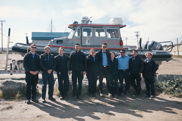 The new crews at Rankin Inlet's inshore rescue boat station pose in front of their rescue boat July 26 following the inauguration of the new Coast Guard station, the first of its kind in the Arctic. (PHOTO COURTESY OF COAST GUARD/DFO)