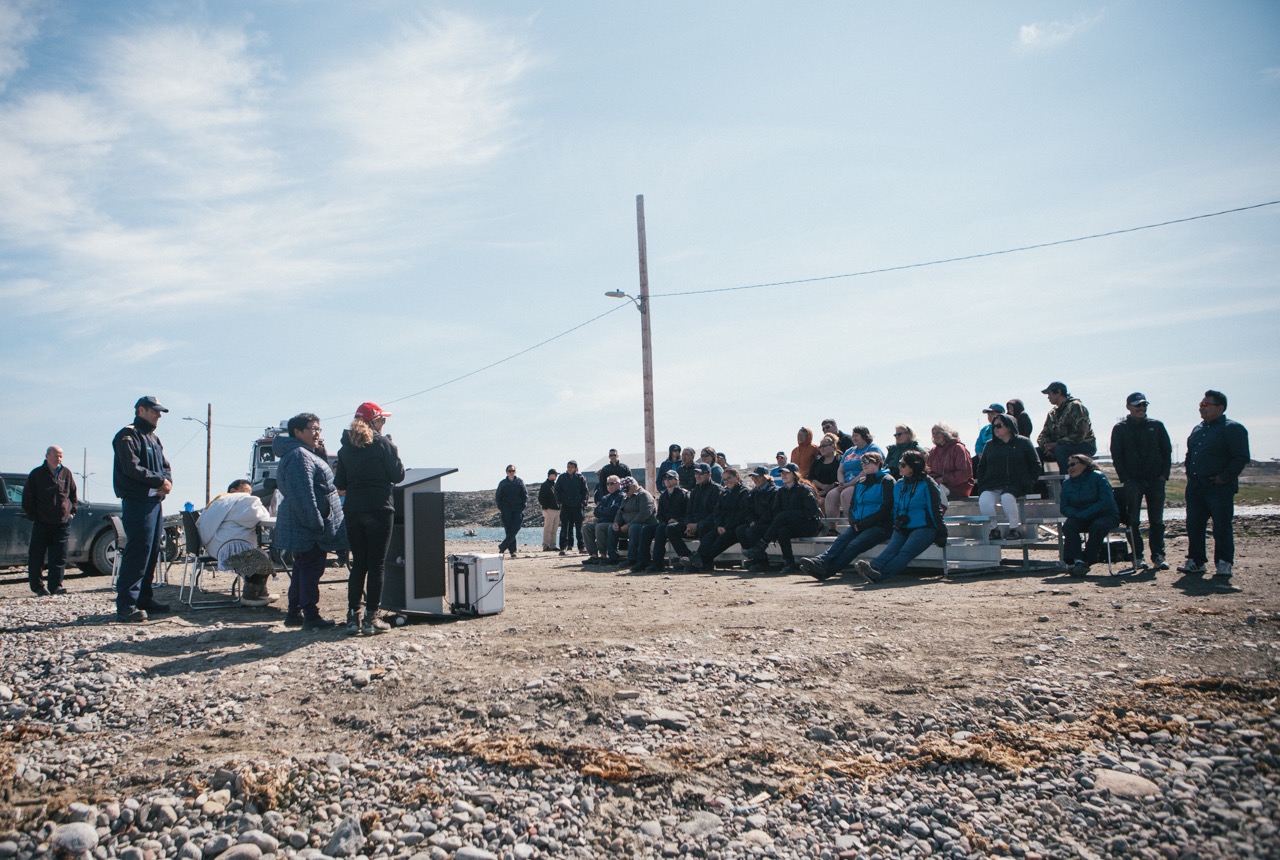 Rankin Inlet residents came out on July 26 to hear speakers at the official opening of the community's new Coast Guard inshore rescue boat station. (PHOTO COURTESY OF COAST GUARD/DFO)