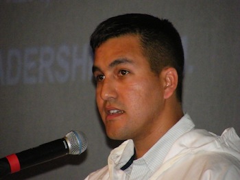 The Inuit Circumpolar Council needs to work with youth, said Carl Weisner, the vice-president of Alaska's Northwest Borough — the youngest speaker June 28 during the first session of ICC’s four-day assembly in Nuuk. (PHOTO BY VICTORIA SIMIGAQ)