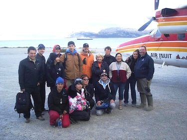 Students, teachers and Torngat park representatives at the Nain airport before their flight home to Kuujjuaq. (PHOTO BY XAVIER BEAUPRÉ)
