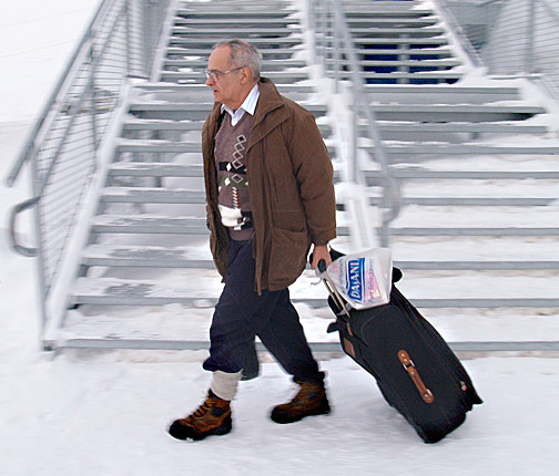 Ed Horne leaves the Iqaluit courthouse after a January, 2008 court appearance. A lawyer for 66 victims of Horne in a separate case announced Jan. 25 that his clients and the governments of Nunavut and the Northwest Territories reached a deal that will pay out $15 million in compensation for sexual abuse. (FILE PHOTO) 