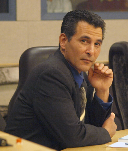 Iqaluit Centre MLA Hunter Tootoo awaits the start of voting for the new Speaker of Nunavut's Legislative Assembly May 31. Tootoo, who resigned from cabinet to seek the Speaker's job, defeated Akulliq MLA John Ningark in a secret-ballot vote. (PHOTO BY CHRIS WINDEYER)