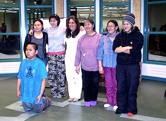Inuksuit Grade 10 student Angie Alookie (third from right) poses with other hearing impaired Nunavummiut from Hall Beach and Pangnirtung during an American Sign Language workshop hosted in Qikiqtarjuaq last month. (PHOTO COURTESY OF KAREN CARNAHAN)
