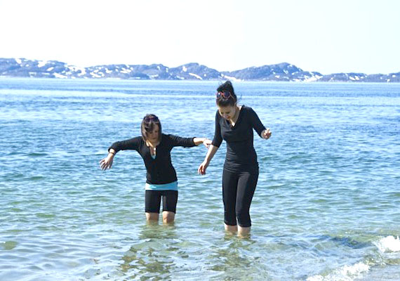 Two girls cool off outside Nuuk this past week during a record-breaking heat wave in Greenland. On May 29 temperatures in the southern Greenland town of Narsarsuaq hit 24.8 C — the hottest temperature ever recorded in Greenland in May and close to breaking the highest temperature ever recorded in Greenland. The previous record for May, a temperature of 22.4 C, was recorded May 31, 1991 in Kangerlussuaq. The heat comes as scientists say recording stations in the Arctic and Mongolia have registered levels of carbon dioxide, a gas that warms the atmosphere, which haven't been as high for 800,000 years. Scientists quoted in reports say those levels are 