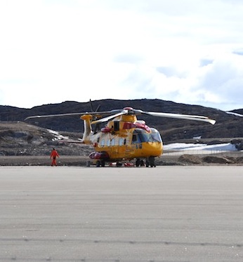 This Cormorant helicopter at the Iqaluit airport joined a Hercules over the area where three seal hunters from Salluit went missing in June, 2011. (FILE PHOTO)