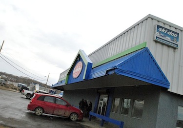Shortly after 6 a.m. June 19, a small group of people outside the Northmart store in Iqaluit say they were attacked by two dogs. (PHOTO BY JIM BELL)