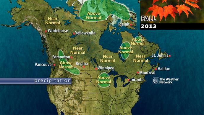 This map from the Weather Network shows how fall 2013 precipitation trends look.