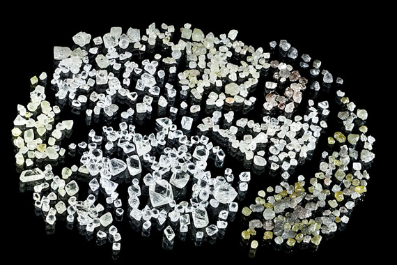 This photo shows 609 diamonds, all greater than 0.11 carats in size, taken from a bulk sample that Peregrine extracted this past summer from its CH-6 kimberlite at Chidliak, about 120 kilometres from Iqaluit. (PHOTO COURTESY OF PEREGRINE DIAMONDS LTD.)