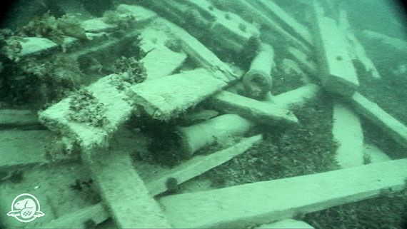Two small cannons appear among scattered timbers of the Franklin shipwreck at the bottom of Queen Maud Gulf, in this image taken by one of Parks Canada’s remote-operated vehicles earlier this month. (IMAGE COURTESY OF PARKS CANADA)