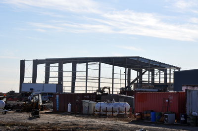 Sakku Investments Corp. built this new hangar at the Rankin Inlet airport earlier this year, which has now been leased out to Calm Air under a new agreement. (PHOTO BY SARAH ROGERS) 