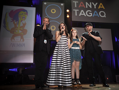 Tanya Tagaq receives her Polaris prize Sept. 22 in Toronto. (PHOTO COURTESY OF POLARIS) 