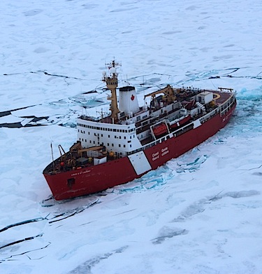 The CCGS Louis S. St-Laurent in Cambridge Bay over the weekend of Oct. 18, on standby to provide icebreaking help to the NTCL's Nunakput. (PHOTO COURTESY OF THE CCG)
 