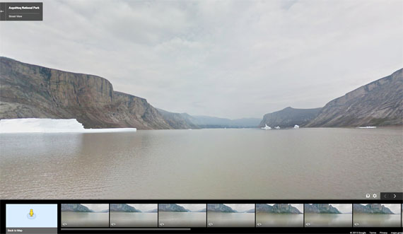 Google Map's Street Views feature now lets you virtually explore the sweeping landscapes of Auyuittuq National Park in Nunavut, pictured here. The park, located on Baffin Island near Pangnirtung, is among nine national parks — the first in Nunavut — to be filmed by Google Maps. 