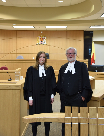 Sarah Bailey and her main articling principal, veteran Crown prosecutor Barry McLaren, pose at a small ceremony at the Nunavut Court of Justice June 15, when Bailey was called to the Nunavut bar. (PHOTO COURTESY OF SARAH BAILEY)  