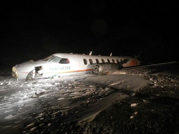 An infant died, while six passengers and two crew were injured in the Dec. 22. 2012 crash of a Fairchild Metro 3 turboprop aircraft operated by Perimeter Aviation LP, about a half a kilometre from the end of the Sanikiluaq airport runway. (FILE PHOTO)
