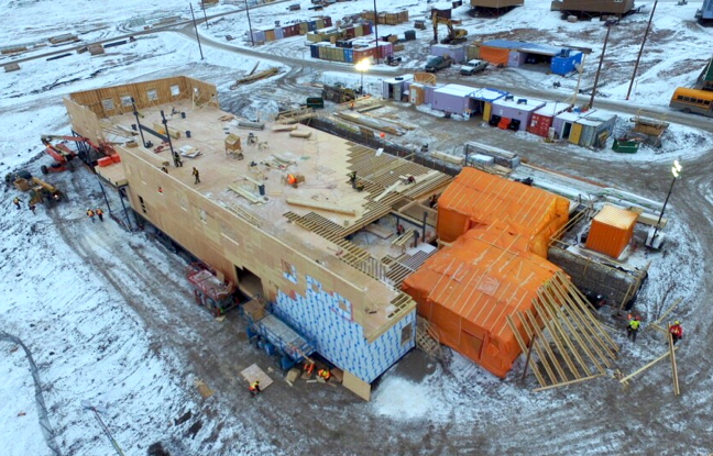 Oh the wonders of modern technology... Arctic Bay photographer Clare Kines used a camera installed on a drone to shoot this overhead shot of that north Baffin community's new health centre, currently under construction. The budget for the health centre, according to the Nunavut government's 2014-15 capital estimates, is $32 million and it is likely to be finished by 2016. (PHOTO BY CLARE KINES)