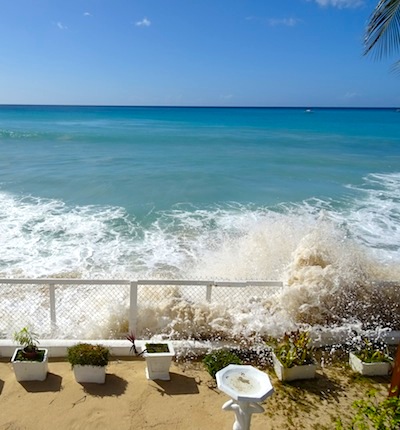A higher global temperature increase equals more Arctic melt and sea level rise — and waves at the doorstep of people who live in the world's southern islands, as seen in this photo taken on the island Barbados in the Caribbean. (PHOTO BY JANE GEORGE)