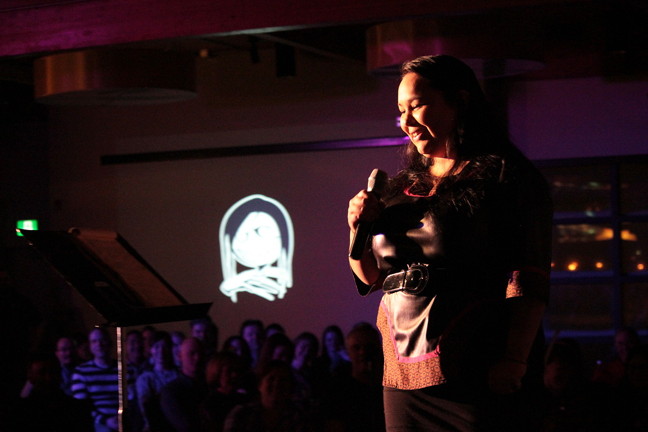 Iqaluit's Nicole Etitiq was a crowd favourite at the weekend Mahaha Comedy night. 