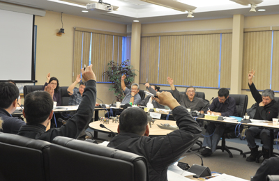 KRG councillors approved the organization’s 2016 budget during regional council meetings in Kuujjuaq Feb. 22. (PHOTO BY SARAH ROGERS)