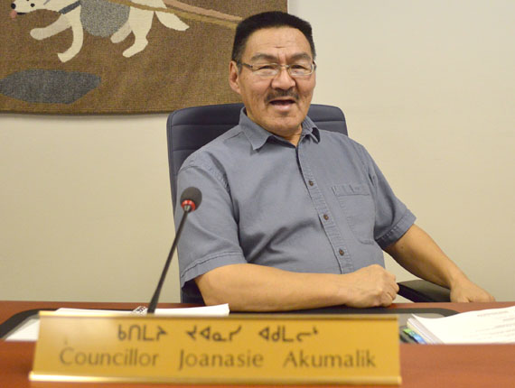 Coun. Joanasie Akumalik said March 22 that the city must follow-up on homelessness strategy discussions that started in 2014 and then fizzled. (PHOTO BY STEVE DUCHARME)