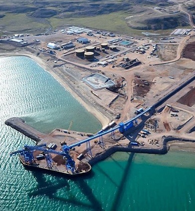 The port facility in Milne Inlet, shown here in a photo from 2015, where Baffinland would like to see a railway bring iron ore. (FILE PHOTO)
