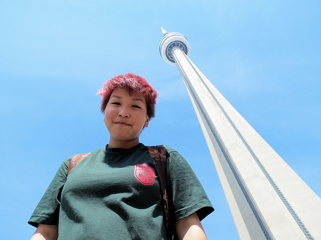 Junior Canadian Ranger Heidi Kamookak of Taloyoak went to the top of Toronto's CN Tower but found the 34C temperatures too hot. (PHOTO BY PETER MOON)