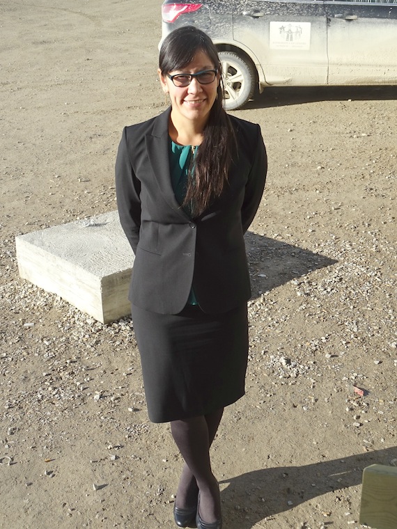 Sarah Arngna’naaq stands outside the Arctic Islands Lodge last month during a break in the court proceedings, where she served as one of the Crown prosecutors. (PHOTO BY JANE GEORGE)