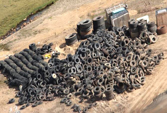 The Nunavut Impact Review Board said their finding large stockpiles of used tires scattered in various places at the Mary River mine and they're asking the company to look at better storage options for them. (NIRB IMAGE)