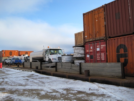 A load of vehicles and sealift containers sit on a Northern Transportation Co. Ltd. barge at the Cambridge Bay dock in late September of 2014. The Government of the Northwest Territories has purchased all the remaining assets of NTCL and will now look for private firms to run a fuel delivery and dry cargo service for them on a contract. (FILE PHOTO) 