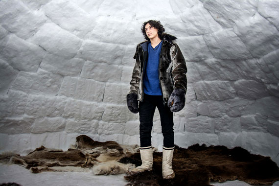 Braden Johnston, 17, with his new sealskin parka. He had posted a photo on Facebook of himself wearing the parka, with the hashtag #FuckPeta, and than 100 people shared it, including his mother's childhood friend, Inuk musician Tanya Tagaq. Facebook deleted Tagaq's post and banned her, but apologized later, saying they had made a mistake. (PHOTO BY KAYLEY INUKSUK MACKAY)