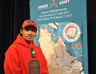 Master Corporal Charlie Takirk of Ivujivik just returned from a four-community trip as part of the 2nd Canadian Rangers Patrol Group's 2017 Aqikgik exercise. (PHOTO BY SARAH ROGERS) 