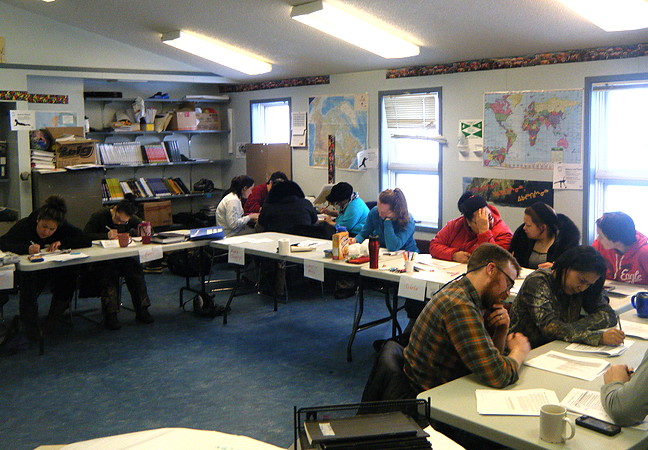 NTEP students in Arviat participate in a coach certification training with some practicing teachers and some Grade 12 students in February 2016. Education Minister Paul Quassa said Feb. 23 that a review of NTEP that involves the University of Regina, Nunavut Arctic College and the Department of Education will be completed by the end of this year. After that, they will likely launch a new or revamped program, Quassa said. (FILE PHOTO)