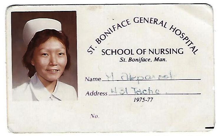 Minnie Akparook's St. Boniface Nursing School ID from the mid-1970s. (PHOTO COURTESY MINNIE AKPAROOK)