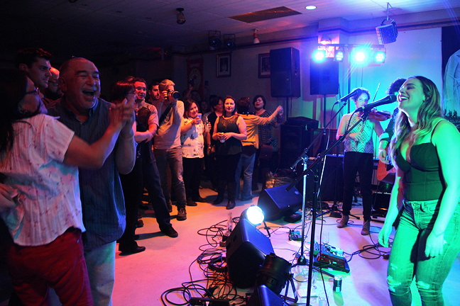 Pangnirtung's Riit performs with the Jerry Cans Sept. 29 at the Royal Canadian Legion in Iqaluit. (PHOTOS BY BETH BROWN)