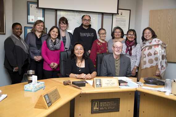Staff from the national inquiry's Inuit working group meet with Rankin Inlet hamlet officials last August as part of a pre-hearing visit to the Kivalliq community. The national inquiry has now rescheduled its community hearing in Rankin Inlet for Feb. 20, 2018. (FILE PHOTO) 