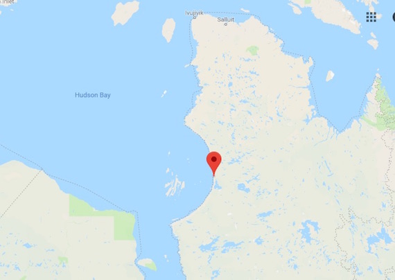 This map shows the location of Umiujaq in Nunavik where a investigators are trying to determine the circumstances around the recent death of a man, 22. (MAP/GOOGLE MAPS)