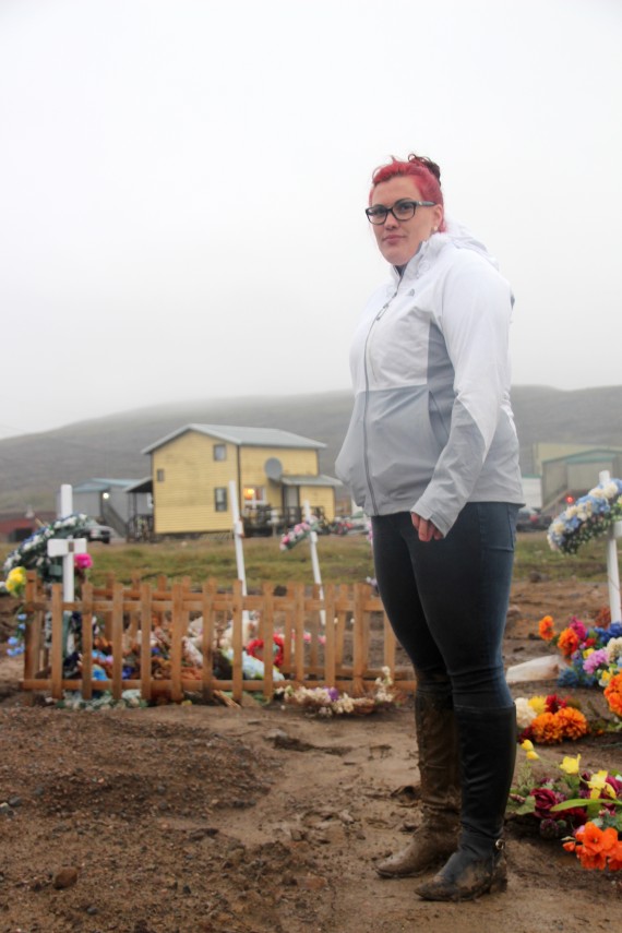 Iqaluit’s Courtney White says it isn’t safe for her children to visit their father’s grave because of mud like “quicksand” at the cemetery. (PHOTO BY BETH BROWN)

