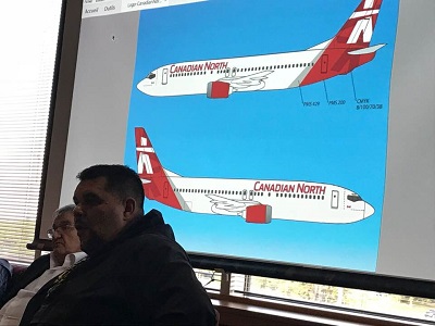 A rendering of the new Canadian North’s look, displayed at a Makivik Corp. executive meeting in Montreal last week. The new airline will be Ottawa-based. (PHOTO COURTESY OF MAKIVIK) 
